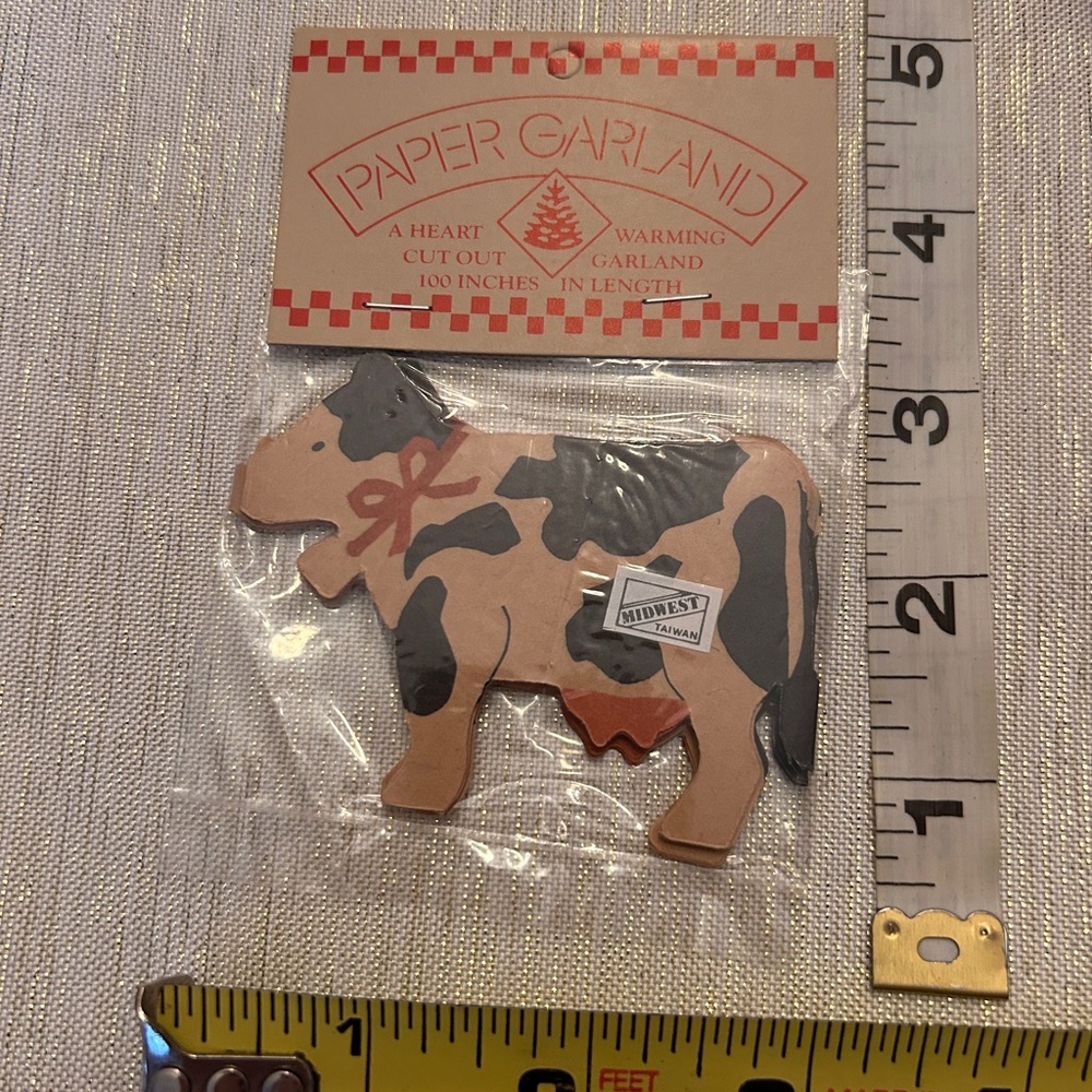 Cottagecore, Cow Paper Garland, NWT, Vintage 90’s